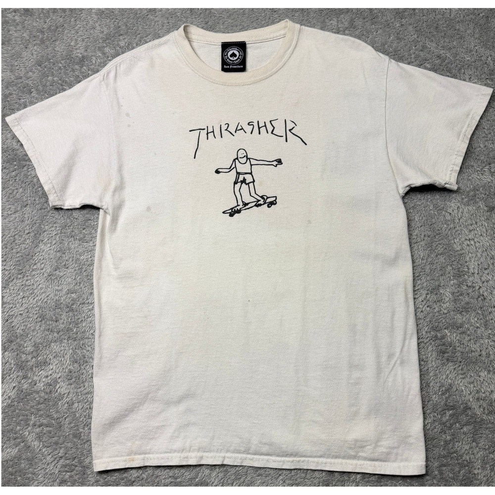 Thrasher Shirt Adult Large White Pencil Art Short Sleeve Crew Neck Cotton Skate